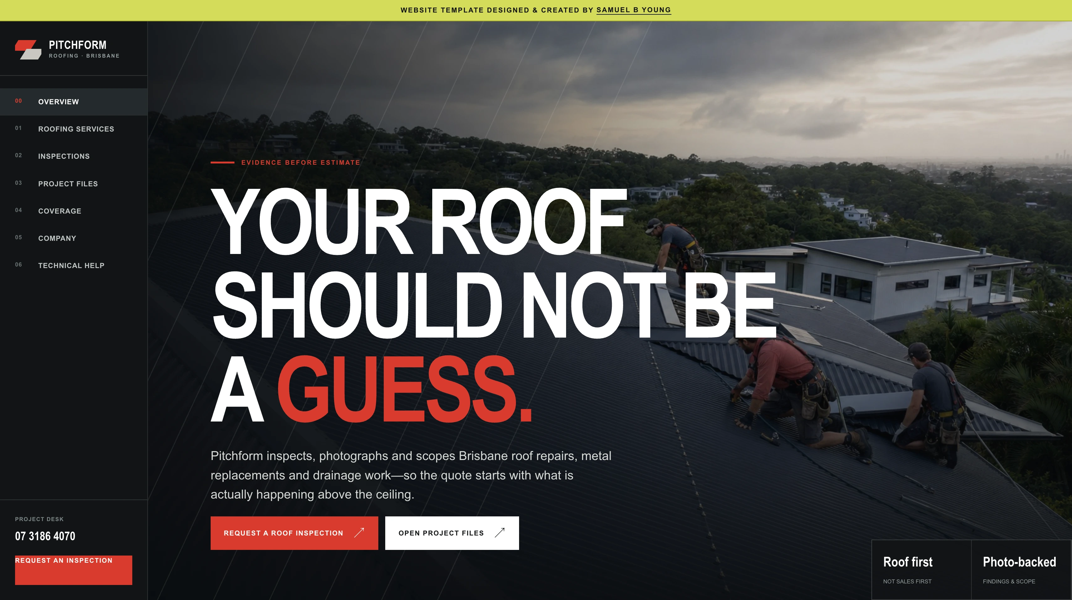 Pitchform Roofing website concept preview